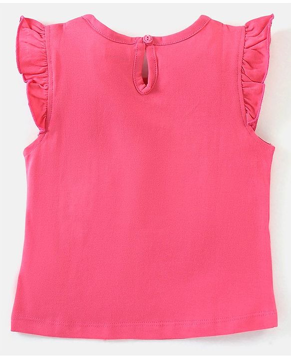Babyhug Cotton Knit Cap Sleeves Capri Night Suit Text & Polka Dots Print - Pink