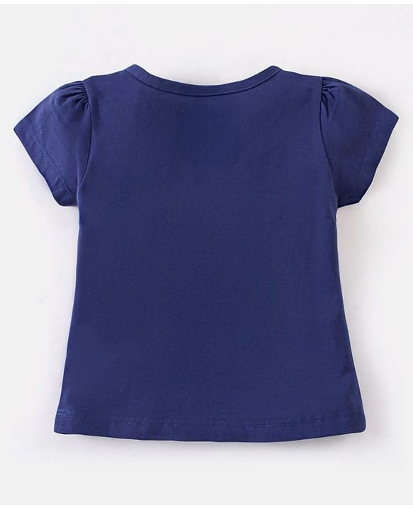 Babyhug Cotton Knit Half Sleeves Night Suit Mommys Princess Print - Navy Blue & Pink