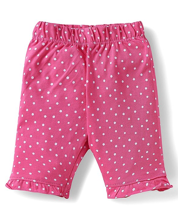 Babyhug Cotton Half Sleeves Capri Night Suit Kitty & Dot Print- Yellow & Pink