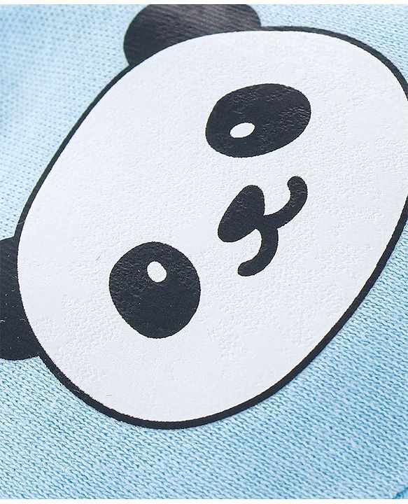 Babyhug 100% Cotton Mittens Panda Printed  & Stripes Pack of 3 - Blue & White