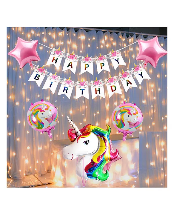 Attache Unicorn Theme Birthday Decorations items or kit (7 Happy