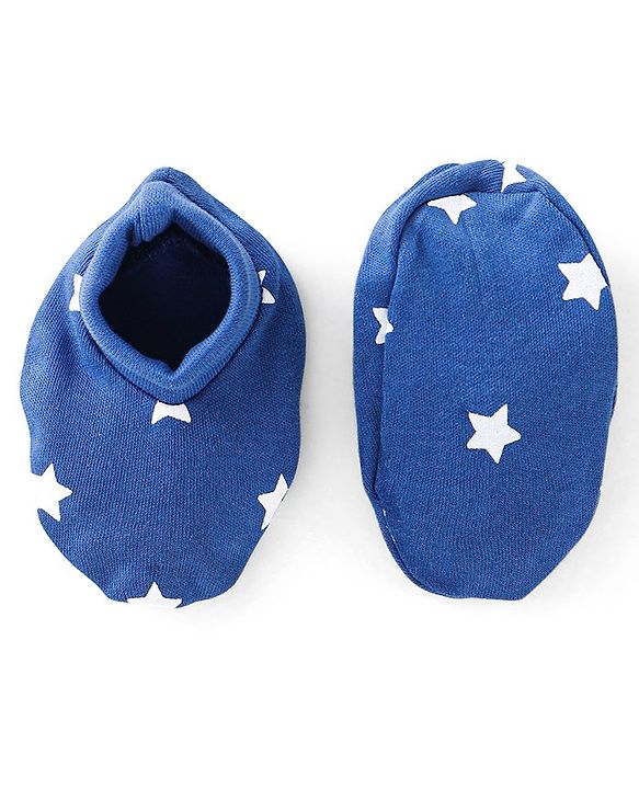 Babyhug 100% Cotton Star print Mittens & Booties  - Blue