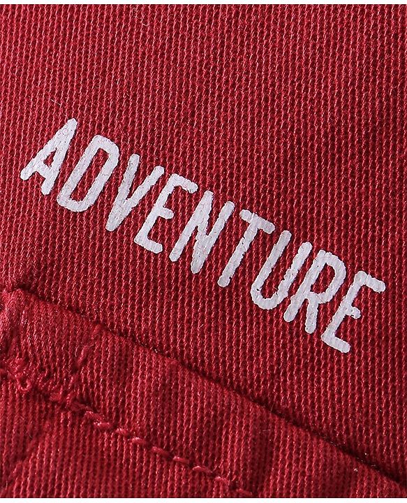 Babyhug Cotton Spandex Full Length Jogger - Red