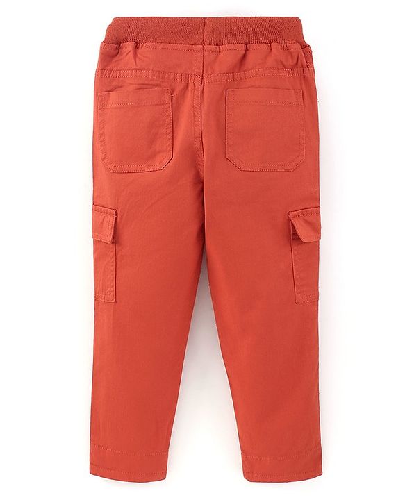 Babyhug Cotton Spandex Full Length Stretchable Trouser Adventure Ready Print - Red