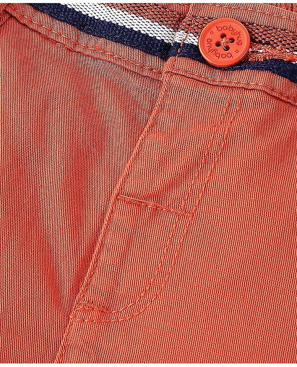 Babyhug Cotton Spandex Knee Length Stretchable Shorts Solid Colour - Orange