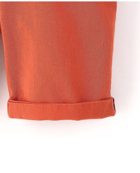 Babyhug Cotton Spandex Knee Length Stretchable Shorts Solid Colour - Orange