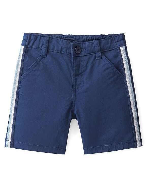 Babyhug Cotton Spandex Knee Length Stretchable Shorts Solid Colour - Blue