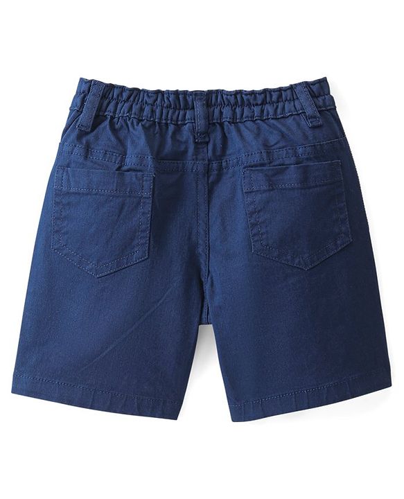 Babyhug Cotton Spandex Knee Length Stretchable Shorts Solid Colour - Blue