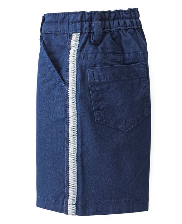 Babyhug Cotton Spandex Knee Length Stretchable Shorts Solid Colour - Blue