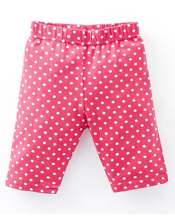 Babyhug Cotton Knit Three Fourth Leggings Polka Dots & Cherry Print Pack of 3 - Pink & Black