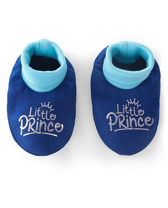 Babyhug 100% Cotton Cap Mittens & Text Print Navy Blue- Diameter 10 cm