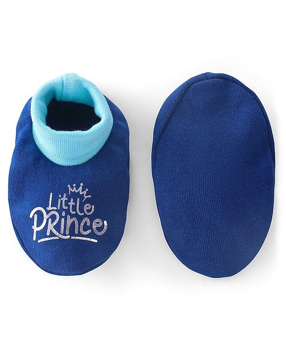 Babyhug 100% Cotton Cap Mittens & Text Print Navy Blue- Diameter 10 cm