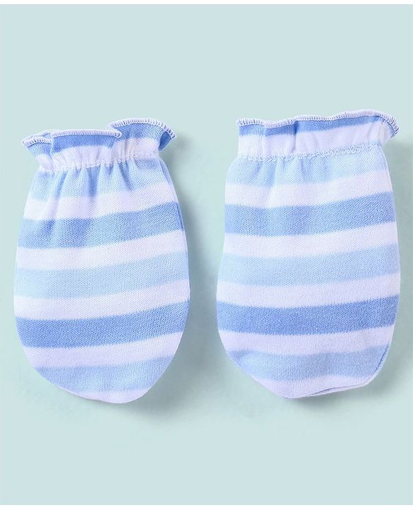 Babyhug 100% Cotton Striped Mittens - Pack of 3
