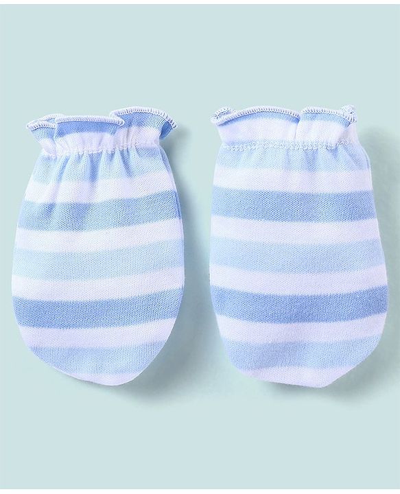 Babyhug 100% Cotton Striped Mittens - Pack of 3
