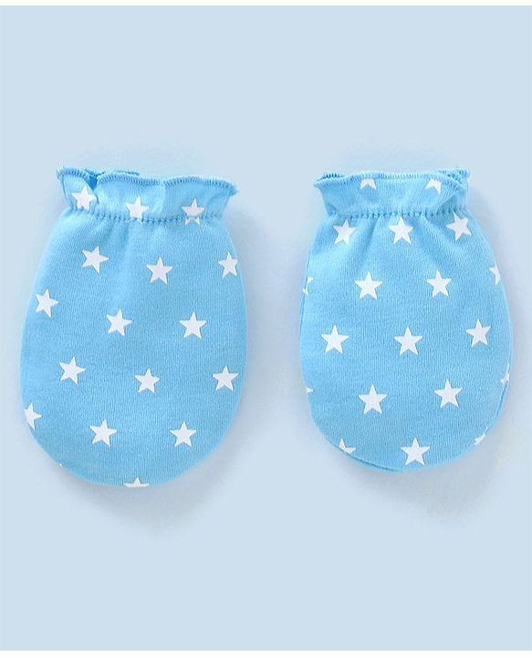 Babyhug 100% Cotton Star Print Mittens Pack of 5 - White Orange & Blue