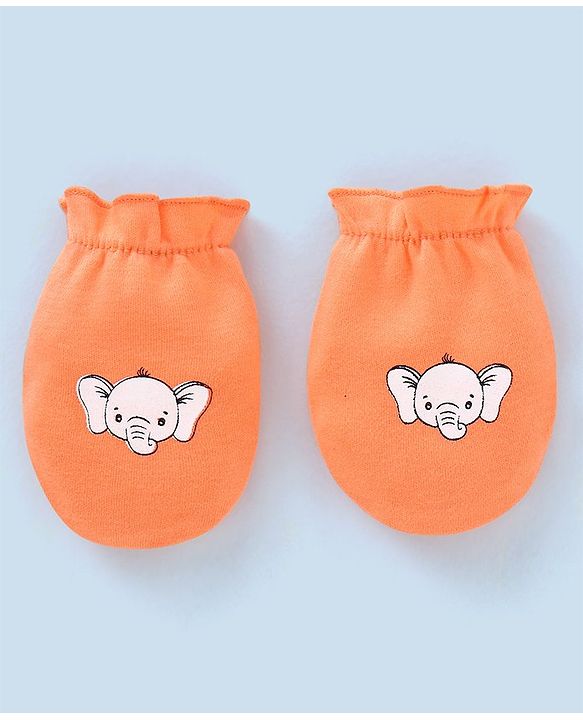 Babyhug 100% Cotton Star Print Mittens Pack of 5 - White Orange & Blue