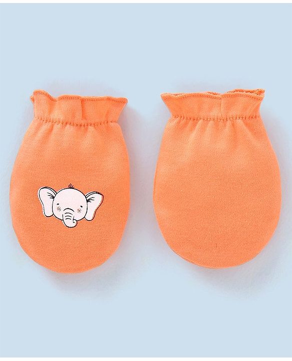 Babyhug 100% Cotton Star Print Mittens Pack of 5 - White Orange & Blue