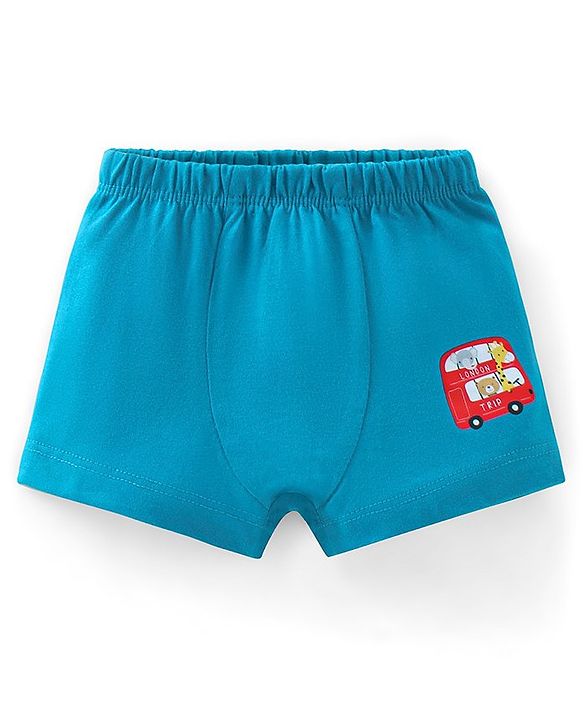 Babyhug 100% Cotton Briefs Stripes & Car Print Pack of 3 - Blue Grey & Maroon