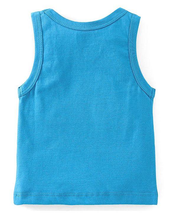 Babyhug 100% Cotton Sleeveless Sando Bus & Wild Animals Print Pack of 3 - Red Blue & Grey