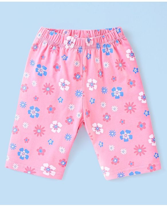 Babyhug Cotton Knit Short Sleeves Night Suit Heart Print - Pink