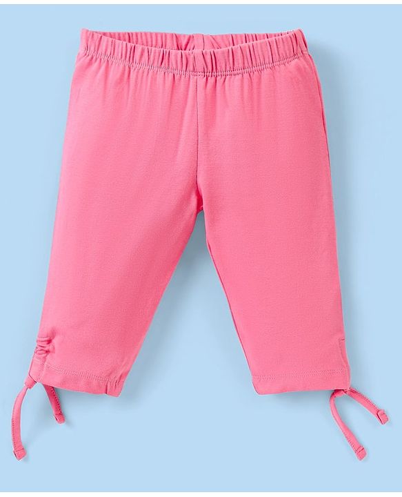 Babyhug 100% Cotton Sleeveless Top & Capri Set Shells Print - White & Pink