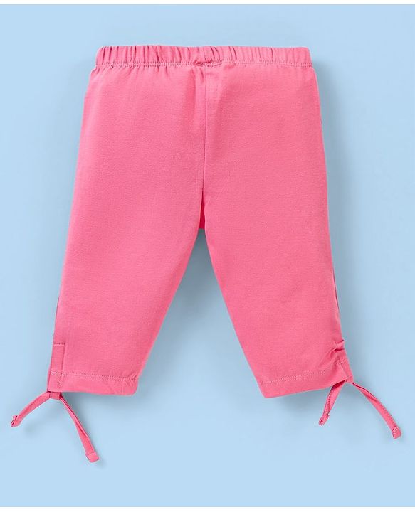 Babyhug 100% Cotton Sleeveless Top & Capri Set Shells Print - White & Pink