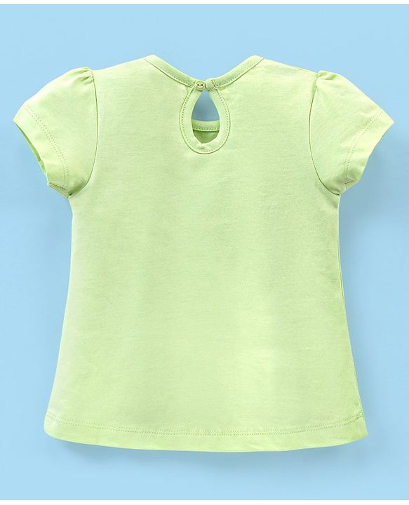 Babyhug Cotton Knit Cap Sleeves Capri Night Suit Snooze Print - Green