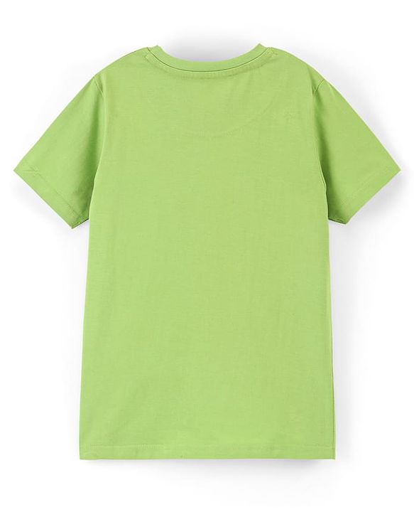 Pine Kids 100% Cotton Half Sleeves Biowashed T-Shirt Text Print - Lime Green