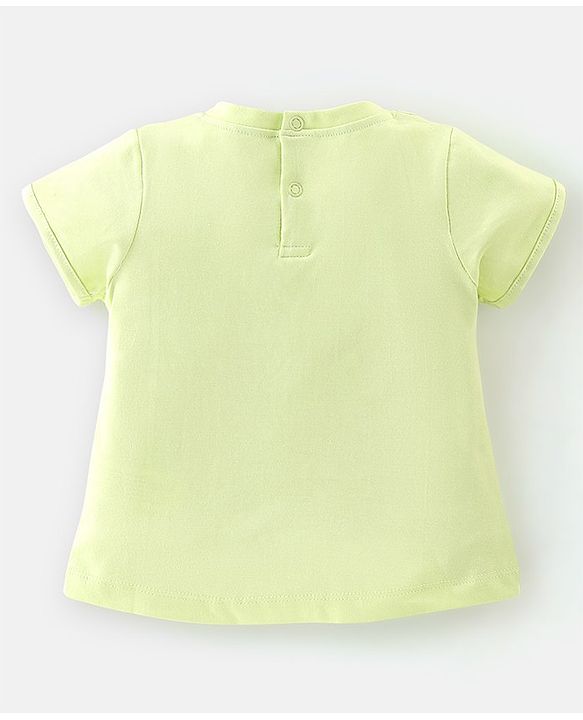 Babyhug 100% Cotton Half Sleeves Tee With Beach Graphics- Lime Green