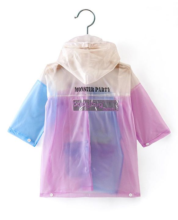 Babyhug Full Sleeves Calf Length Hooded Raincoat Cartoon Print - Multicolour
