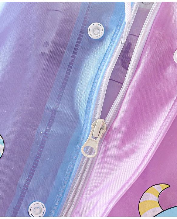 Babyhug Full Sleeves Calf Length Hooded Raincoat Cartoon Print - Multicolour