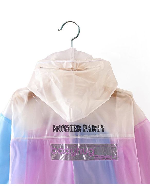 Babyhug Full Sleeves Calf Length Hooded Raincoat Cartoon Print - Multicolour
