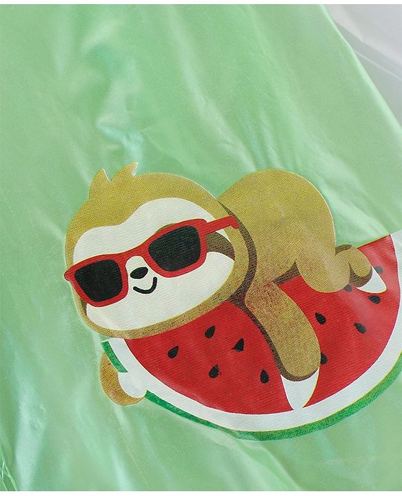 Babyhug Full Sleeve Calf Length Raincoat Fruit Print - Green