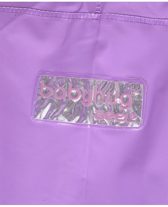 Babyhug Full Sleeves Hooded Barbie Graphics Raincoat - Purple