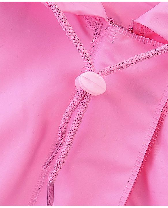 Babyhug Full Sleeves Hooded Barbie Graphics Raincoat - Pink