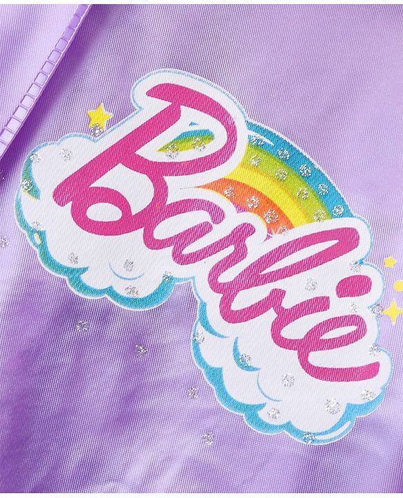 Babyhug Full Sleeves Hooded Raincoat Barbie Print - Lavender