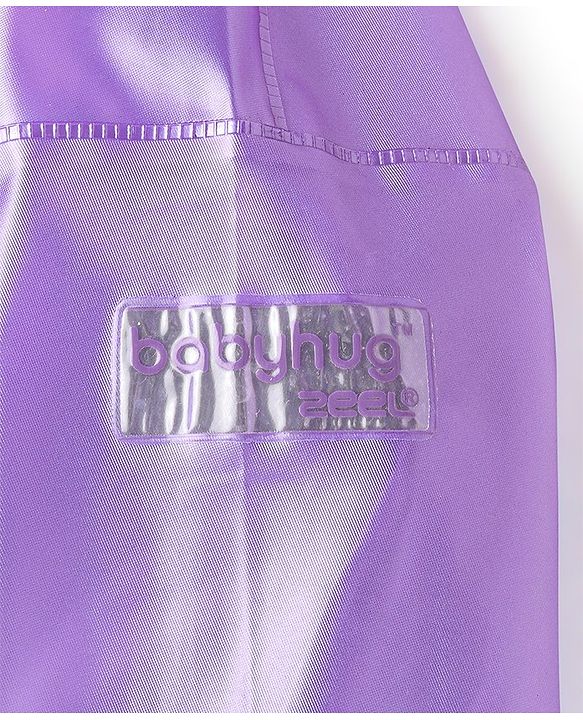 Babyhug Full Sleeves Hooded Raincoat Barbie Print - Lavender