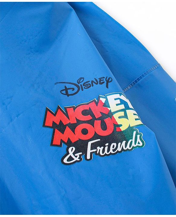 Babyhug Full Sleeves Hooded Raincoat Mickey Mouse Print - Blue