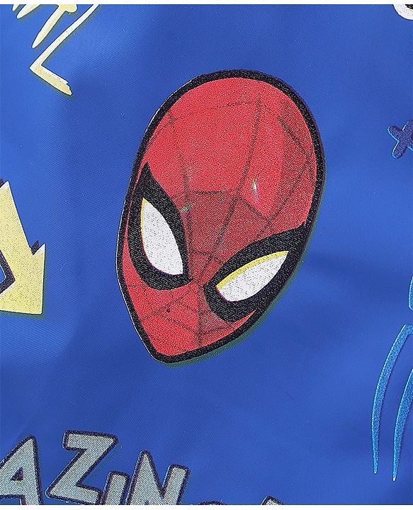 Babyhug Full Sleeves Hooded Raincoat Spider Man Print - Blue