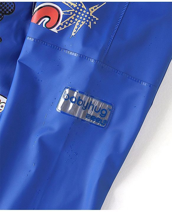 Babyhug Full Sleeves Hooded Raincoat Spider Man Print - Blue