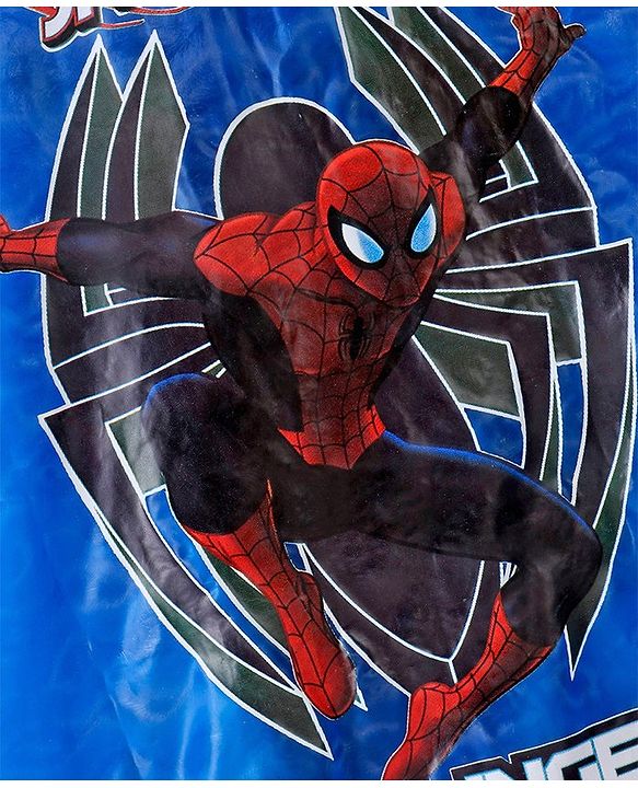 Babyhug Full Sleeves Hooded Raincoat Spiderman Print - Blue