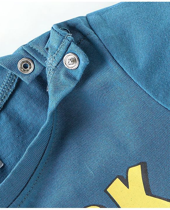 Babyhug 100% Cotton Half Sleeves T-Shirt Shark Club Print - Teal Blue