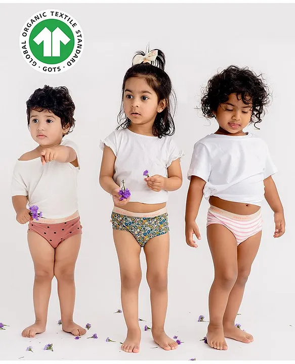 Buy Greendigo Organic Cotton Girls Printed Panties (Pack of 3) online
