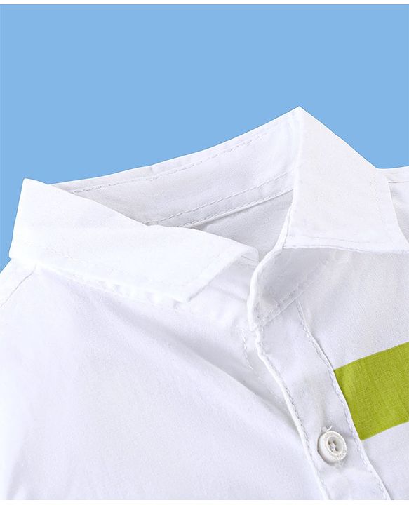 Babyhug 100% Cotton Woven Half Sleeves Regular Collar Solid Shirt - White