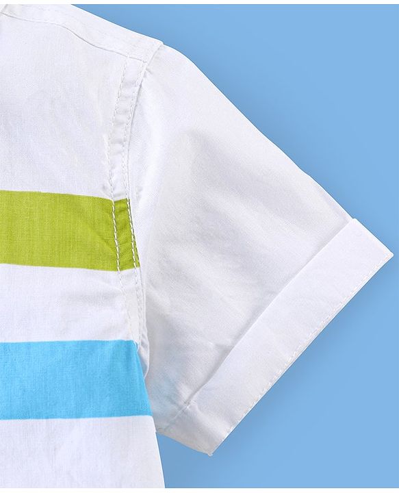 Babyhug 100% Cotton Woven Half Sleeves Regular Collar Solid Shirt - White