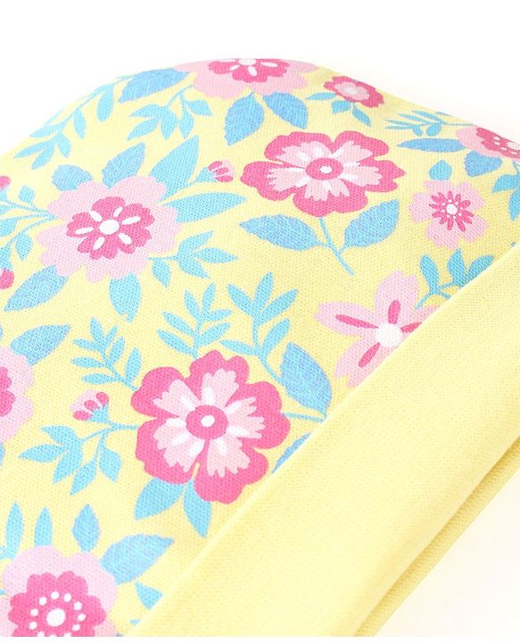 Babyhug 100% Cotton Cap Mittens & Booties Floral Print- Yellow