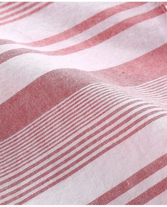 Babyhug 100% Cotton Half Sleeves Striped Shirt- Red