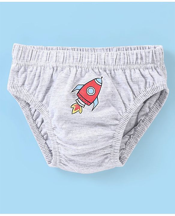 Babyhug 100% Cotton Antibacterial Space Print Briefs Pack of 5 - Blue & Red
