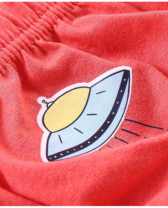 Babyhug 100% Cotton Antibacterial Space Print Briefs Pack of 5 - Blue & Red