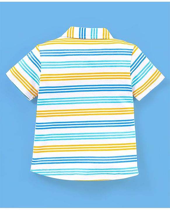 Babyhug 100% Cotton Half Sleeves Striped Shirt - Blue